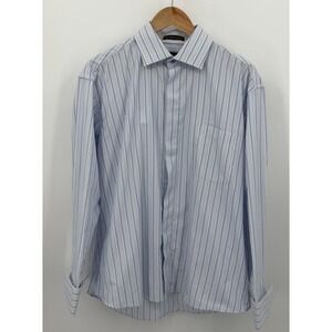 BRUNO CONTE Dress Shirt Long Cuffed Sleeve Single Needle‎ Hem Size 16.5" 34/35